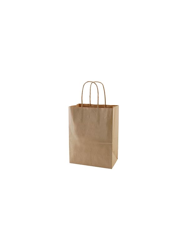 Recycled Natural Kraft Paper Shopping Bags, 8 x 4-3/4 x 10-1/2 (Cub)