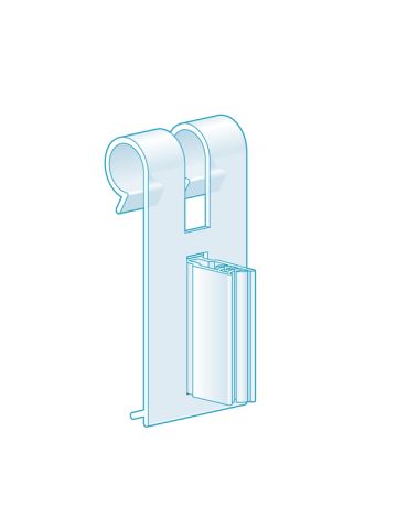 Fence & Basket Clip-On, Right Angle Grip 2.25”H x 1”L, Clear