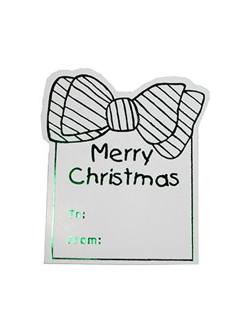 Merry Christmas Bow - Green, Gift Labels