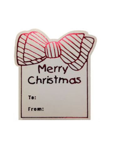 Merry Christmas Bow - Red, Gift Labels