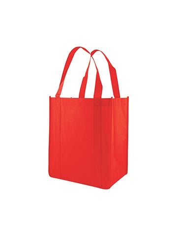 Reusable Grocery Bags, 12" x 8" x 13", Red