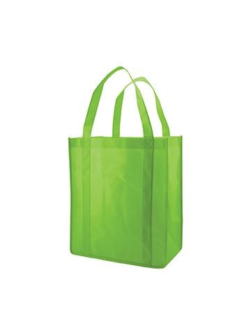Reusable Grocery Bags, 12" x 8" x 13", Lime Green