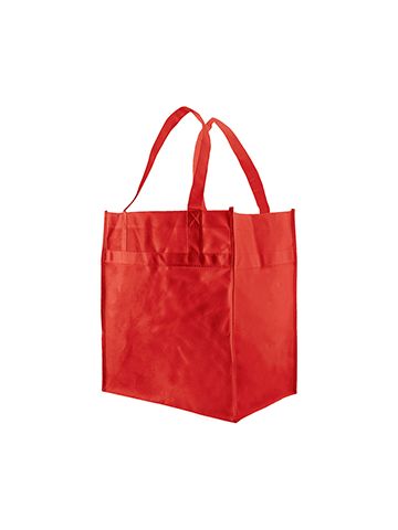 Economy Reusable Grocery Bags, 12" x 8" x 13", Red