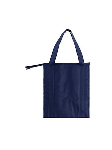 Insulated Reusable Grocery Bags, 13" x 10" x 15" x 10", Navy Blue