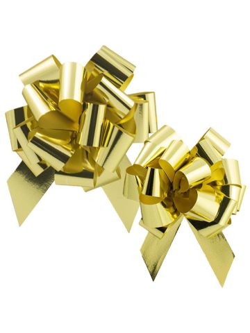 Italian Pom Style Pull Bows, Glitter/ Metallic Gold