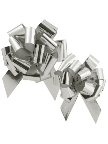 Italian Pom Style Pull Bows, Glitter/ Metallic Silver