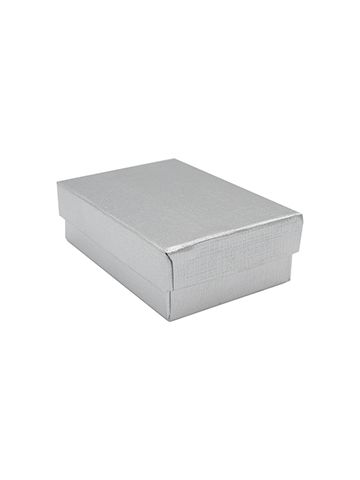 Silver Linen Jewelry Box, 3-1/4" x 2-1/4" x 1"