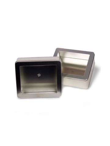 Solid Tins with Clear Window, 8" x 7" x 3"