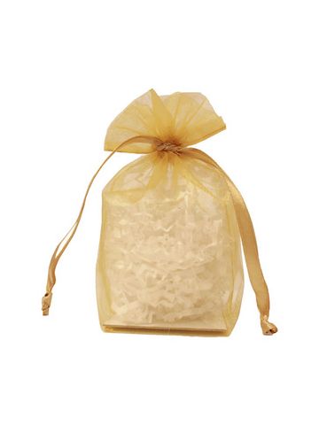Gusseted Organza Bags, Gold, 4" x 6"