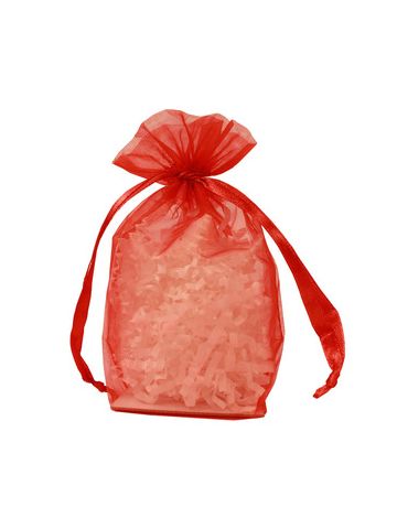 Gusseted Organza Bags, Red, 4" x 6"