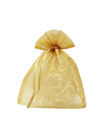 Flat Organza Bags, Gold, 5" x 6"