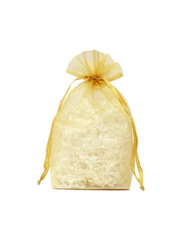 Gusseted Organza Bags, Gold, 8" x 10"