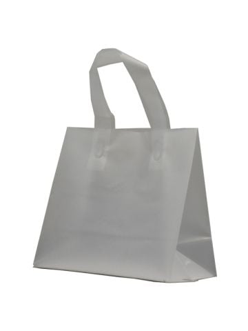 Clear Frosted Shoppers with Loop Handles, 8" x 4" x 7" x 4"