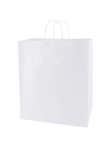 Recycled White Paper Shopping Bags, 16" x 6" x 19" (Queen)