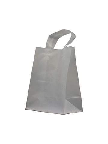 Clear Frosted Shoppers with Loop Handles, 8" x 5" x 10" x 5"