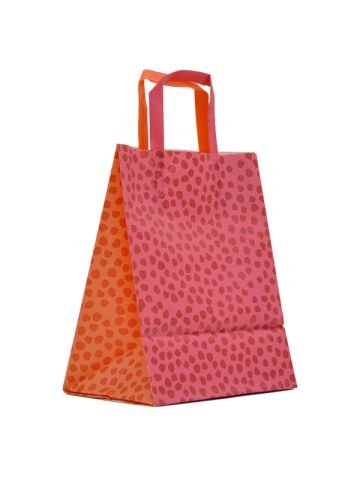 Orange & Pink Mosaic, Pattern Frosted Shoppers with Handles, 8" x 5" x 10" x 5"