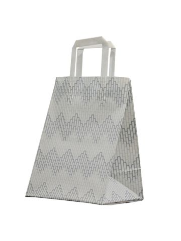 Chevron, Pattern Frosted Shoppers with Handles, 8" x 5" x 10" x 5"