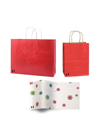 Red Shadow Stripe Bags and Printed Tissue Paper