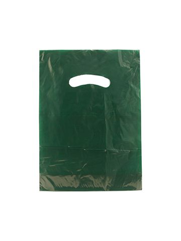 Dark Green, Gloss Christmas Plastic Merchandise Bags, 9" x 12"