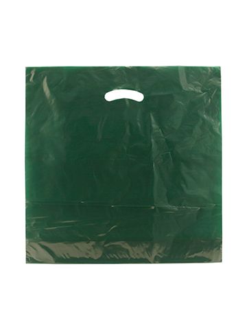 Dark Green, Gloss Christmas Plastic Merchandise Bags, 18" x 18" + 4"