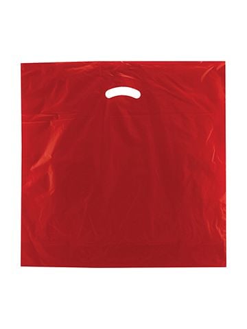 Red, Gloss Christmas Plastic Merchandise Bags, 20" x 20" + 5"