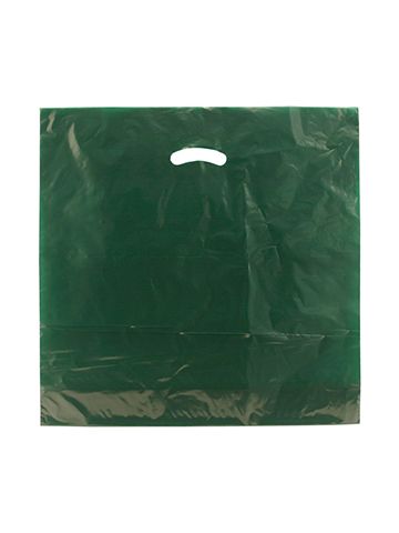 Dark Green, Gloss Christmas Plastic Merchandise Bags, 20" x 20" + 5"