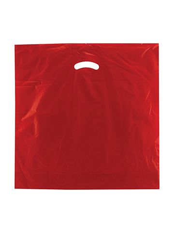 Red, Gloss Christmas Plastic Merchandise Bags, 24" x 24" + 5"