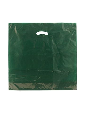 Dark Green, Gloss Christmas Plastic Merchandise Bags, 24" x 24" + 5"