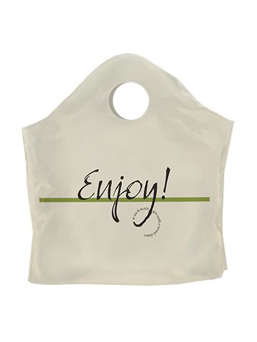 Superwave Carryout Bags, 'Enjoy' Cream, 1.4 Mil, 21" x 18" + 10"