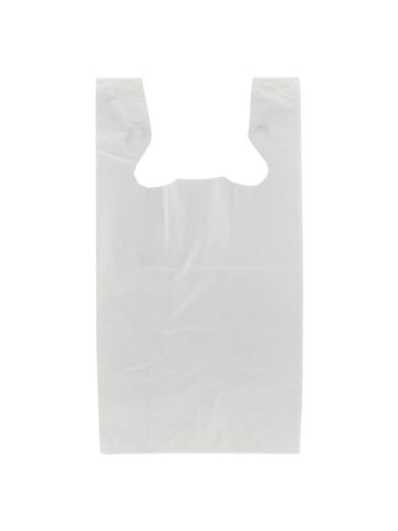 White, Heavy duty Reusable T-Shirt Bags, 12" x 7" x 22"