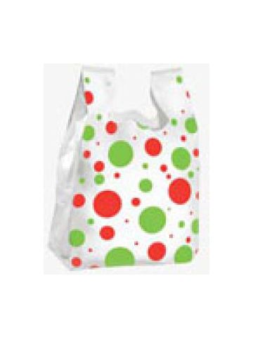 Holiday Dots, Printed Plastic Holiday Bags, 12" x 7" x 22"