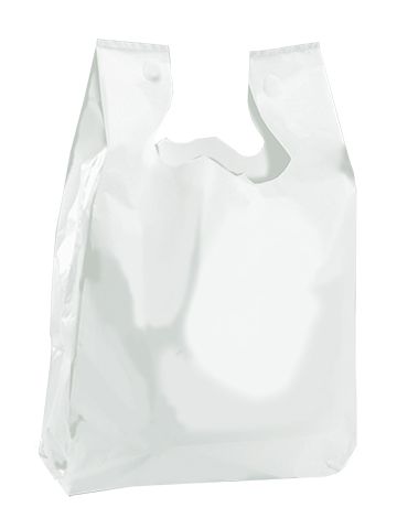 T Shirt Bag, White, 15" x 7" x 26"