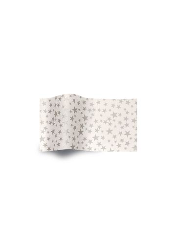 Silver Stars on White, Holiday & Christmas Printed Tissue Paper