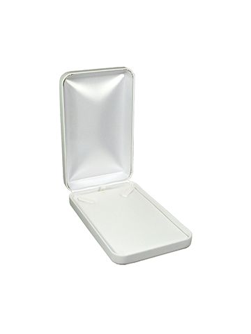 White Faux Leather Hinged Jewelry Boxes, for Necklace