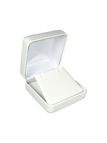 White Faux Leather Hinged Jewelry Boxes, for Pendant/ Earring with Flap