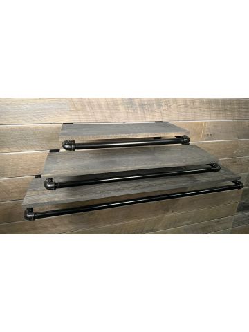 1' Black, Pipe Hangers without Shelves for Textured Slatwall