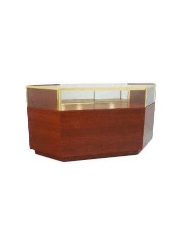 One Corner, Cherry/Gold Frame, Full Sized Jewelry Case with Angled Corners