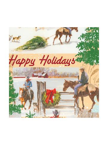 Vintage Western Gift Wrapping Paper Cowboy Horse