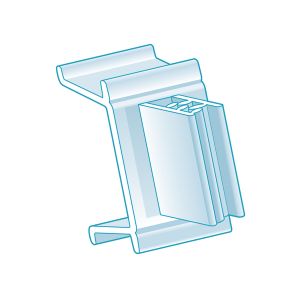 Channel Clip-In, Right Angle Grip 1.25” H x 0.75”L, Clear