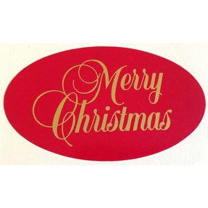 Merry Christmas - Gold on Red, Gift Labels