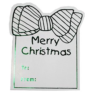 Merry Christmas Bow - Green, Gift Labels