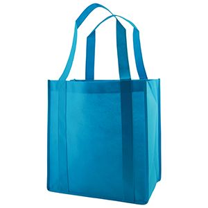 Reusable Grocery Bags, 12" x 8" x 13", Aqua Blue