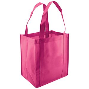 Reusable Grocery Bags, 12" x 8" x 13", Hot Pink