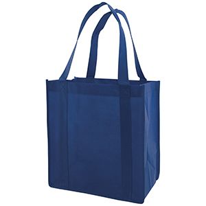 Reusable Grocery Bags, 12" x 8" x 13", Navy Blue