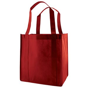 Reusable Grocery Bags, 12" x 8" x 13", Burgundy