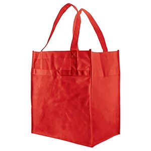Economy Reusable Grocery Bags, 12" x 8" x 13", Red
