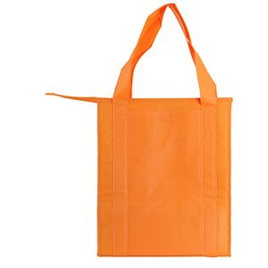 Insulated Reusable Grocery Bags, 13" x 10" x 15" x 10", Orange