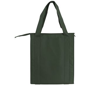 Insulated Reusable Grocery Bags, 13" x 10" x 15" x 10", Dark Green