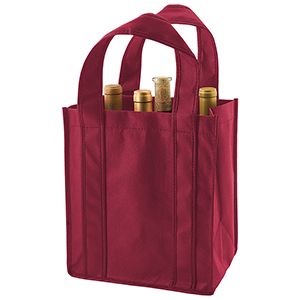 6 Bottle Wine Bags, 10" x 7" x 11" x 7", Burgundy