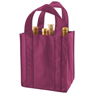 6 Bottle Wine Bags, 10" x 7" x 11" x 7", Merlot